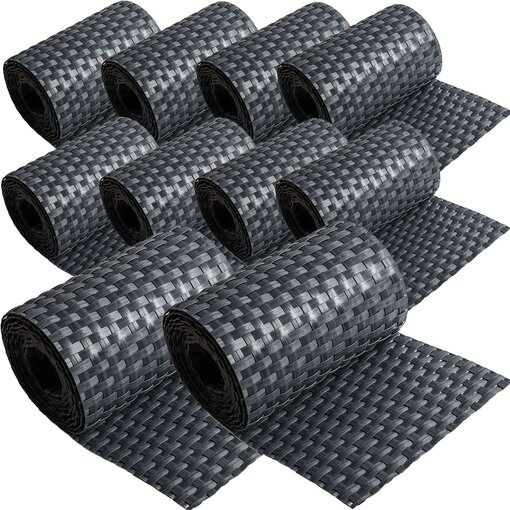 ECI © Poly-Rattan Sichtschutzstreifen für Doppelstabzaun 19 | 255cm Anthrazit RD03 10 Rollen