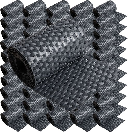 ECI © Poly-Rattan Sichtschutzstreifen für Doppelstabzaun 19 | 255cm Anthrazit RD03 50 Rollen