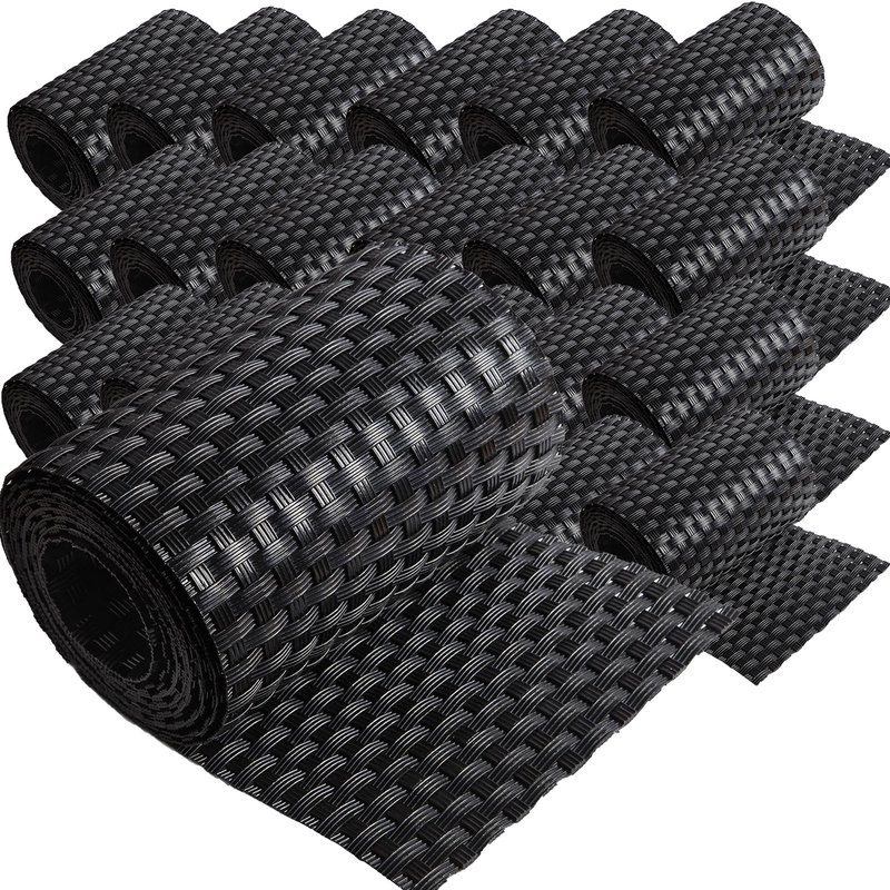 ECI  Poly-Rattan Sichtschutzstreifen fr Doppelstabzaun 19 | 255cm Schwarz RD04 25 Rollen