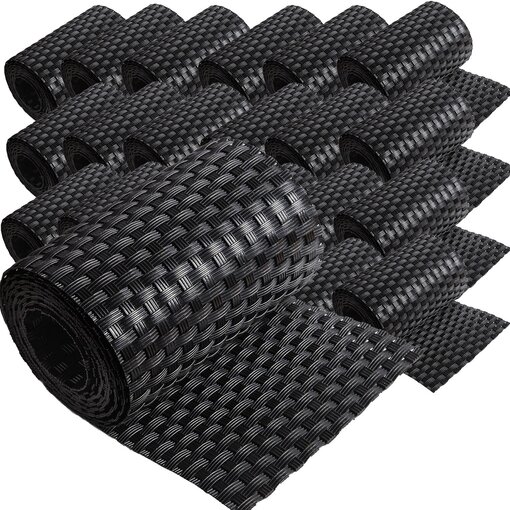 ECI © Poly-Rattan Sichtschutzstreifen für Doppelstabzaun 19 | 255cm Schwarz RD04 25 Rollen