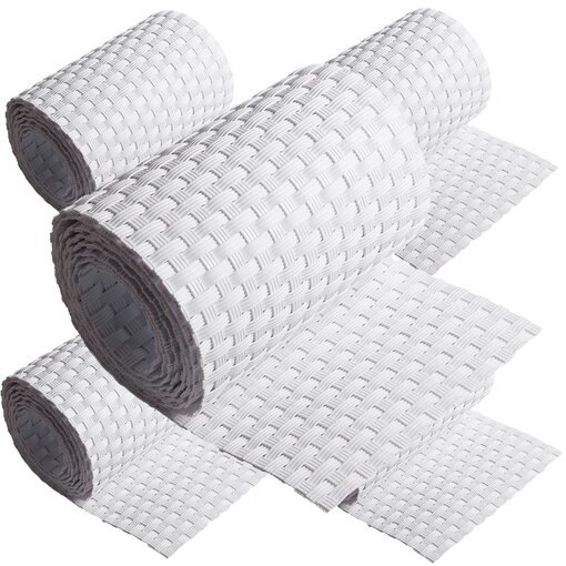 ECI © Poly-Rattan Sichtschutzstreifen für Doppelstabzaun 19 | 255cm Weiß RD07 5 Rollen