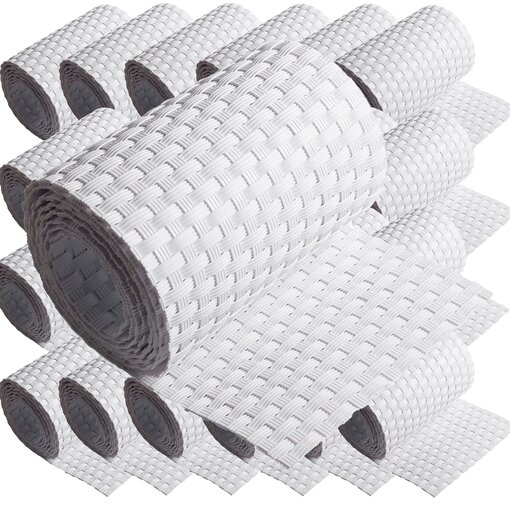 ECI © Poly-Rattan Sichtschutzstreifen für Doppelstabzaun 19 | 255cm Weiß RD07 25 Rollen