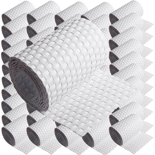 ECI © Poly-Rattan Sichtschutzstreifen für Doppelstabzaun 19 | 255cm Weiß RD07 50 Rollen
