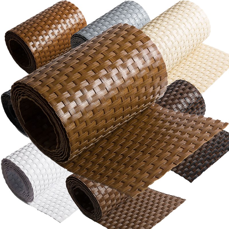 ECI  Poly-Rattan Sichtschutzstreifen fr Doppelstabzaun 19 | 255cm Hell Braun RD13 1 Rolle