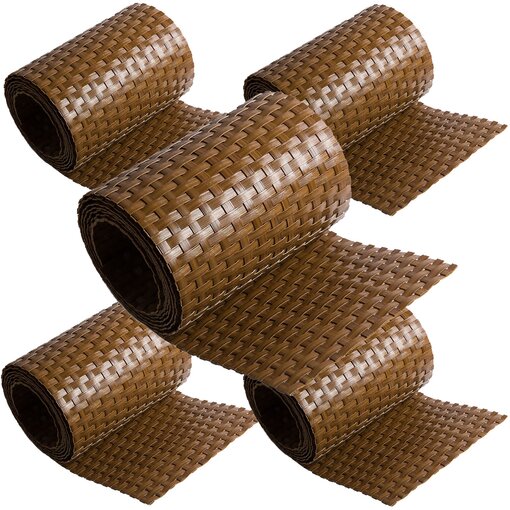 ECI © Poly-Rattan Sichtschutzstreifen für Doppelstabzaun 19 | 255cm Hell Braun RD13 5 Rollen