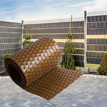 ECI � Poly-Rattan Sichtschutzstreifen f�r Doppelstabzaun 19 | 255cm Hell Braun RD13 25 Rollen