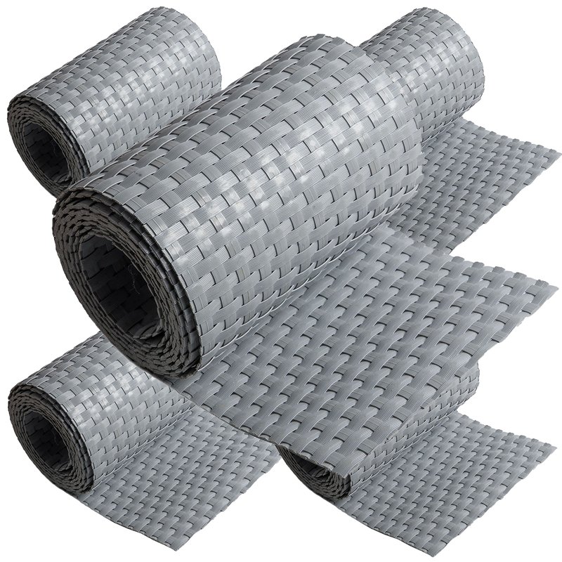 ECI  Poly-Rattan Sichtschutzstreifen fr Doppelstabzaun 19 | 255cm Grau RD17 5 Rollen