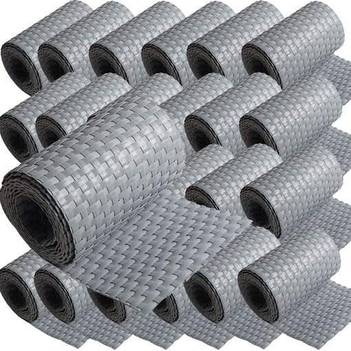ECI © Poly-Rattan Sichtschutzstreifen für Doppelstabzaun 19 | 255cm Grau RD17 25 Rollen