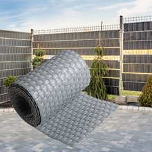 ECI  Poly-Rattan Sichtschutzstreifen fr Doppelstabzaun 19 | 255cm Grau RD17 25 Rollen