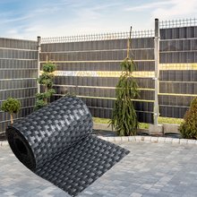 ECI  Poly-Rattan Sichtschutzstreifen fr Doppelstabzaun 19 | 255cm Grau RD17 25 Rollen