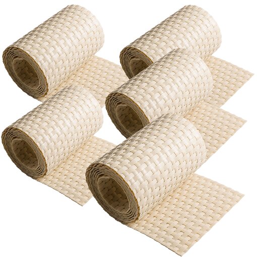 ECI © Poly-Rattan Sichtschutzstreifen für Doppelstabzaun 19 | 255cm Creme RD18 5 Rollen