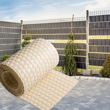 ECI  Poly-Rattan Sichtschutzstreifen fr Doppelstabzaun 19 | 255cm Creme RD18 50 Rollen
