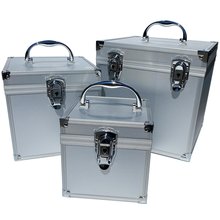 ECI Aluminium Koffer Silber Wrfelform verschiedene Gren mit Rasterschaum
