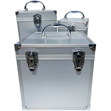 ECI Aluminium Koffer Silber Wrfelform verschiedene Gren mit Rasterschaum