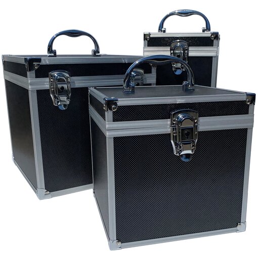 ECI Aluminium Koffer Schwarz Würfelform 20  x 20 x 20 cm mit Rasterschaum