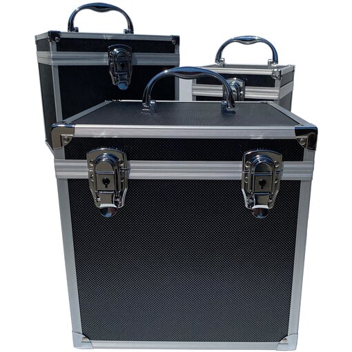 ECI Aluminium Koffer Schwarz Würfelform 25 x 25 x 25 cm mit Rasterschaum