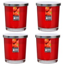 Maxi Duft-Kerzenglas Windlicht 110/95 mm mit Deckel | Set 4 Stck. | Strawberry Love