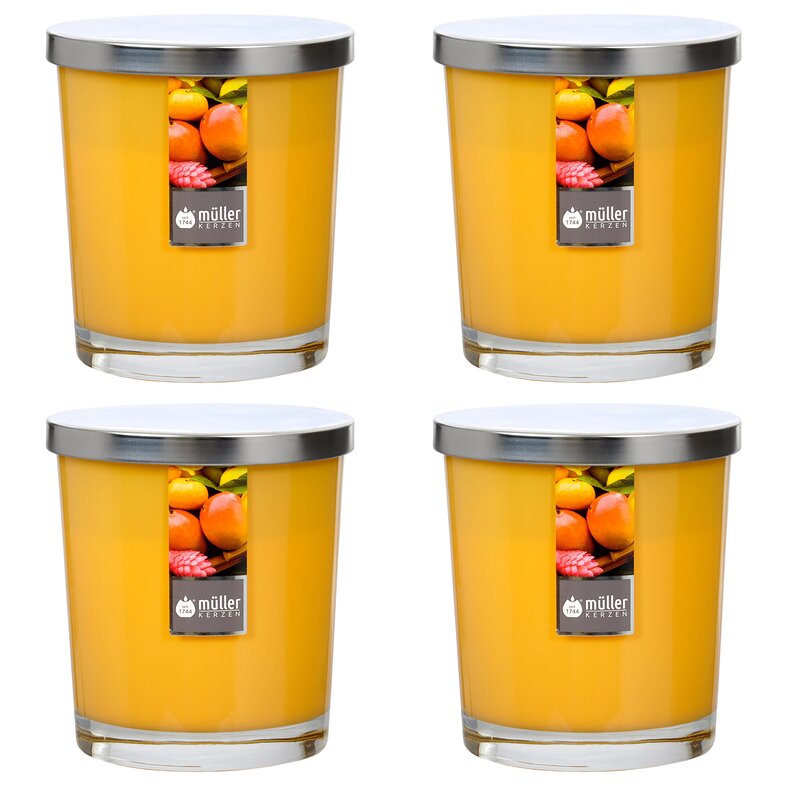 Maxi Duft-Kerzenglas 110/95 mm mit Deckel | Set 4 Stck. | Exotic Fruits
