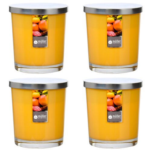 Maxi Duft-Kerzenglas 110/95 mm mit Deckel | Set 4 Stck. | Exotic Fruits