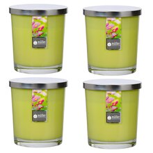 Maxi Duft-Kerzenglas Windlicht 110/95 mm mit Deckel | Set 4 Stck. | Flower Garden