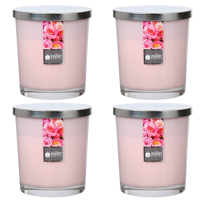 Maxi Duft-Kerzenglas 110/95 mm mit Deckel | Set 4 Stck. | English Rose
