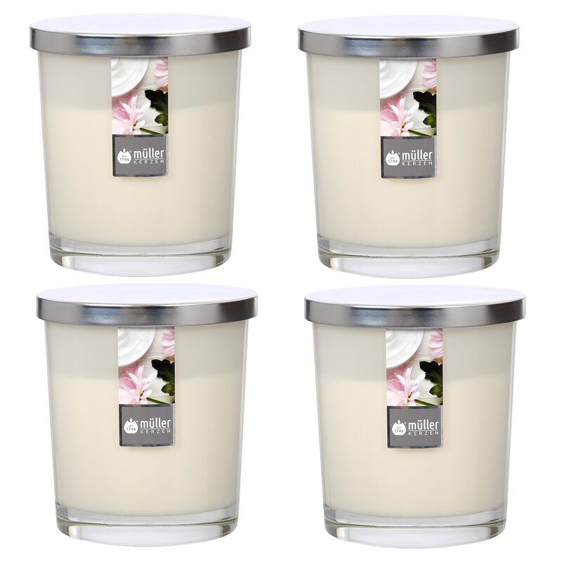 Maxi Duft-Kerzenglas 110/95 mm mit Deckel | Set 4 Stck. | Soft Creme