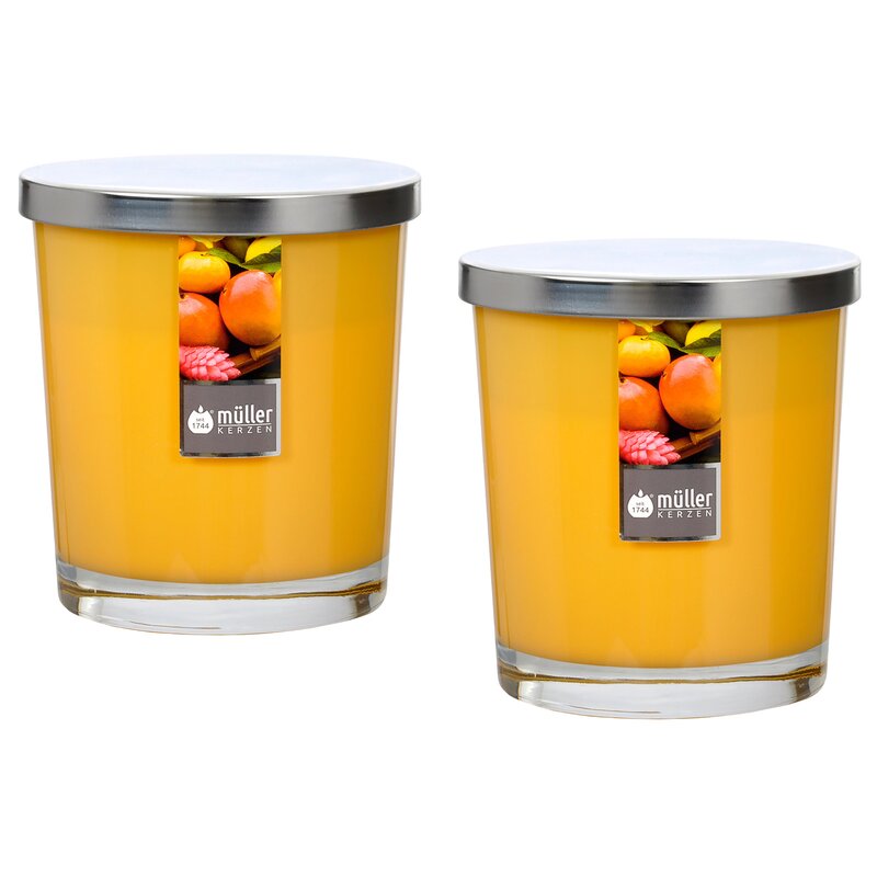 Maxi Duft-Kerzenglas 110/95 mm mit Deckel | 2er Set | Exotic Fruits