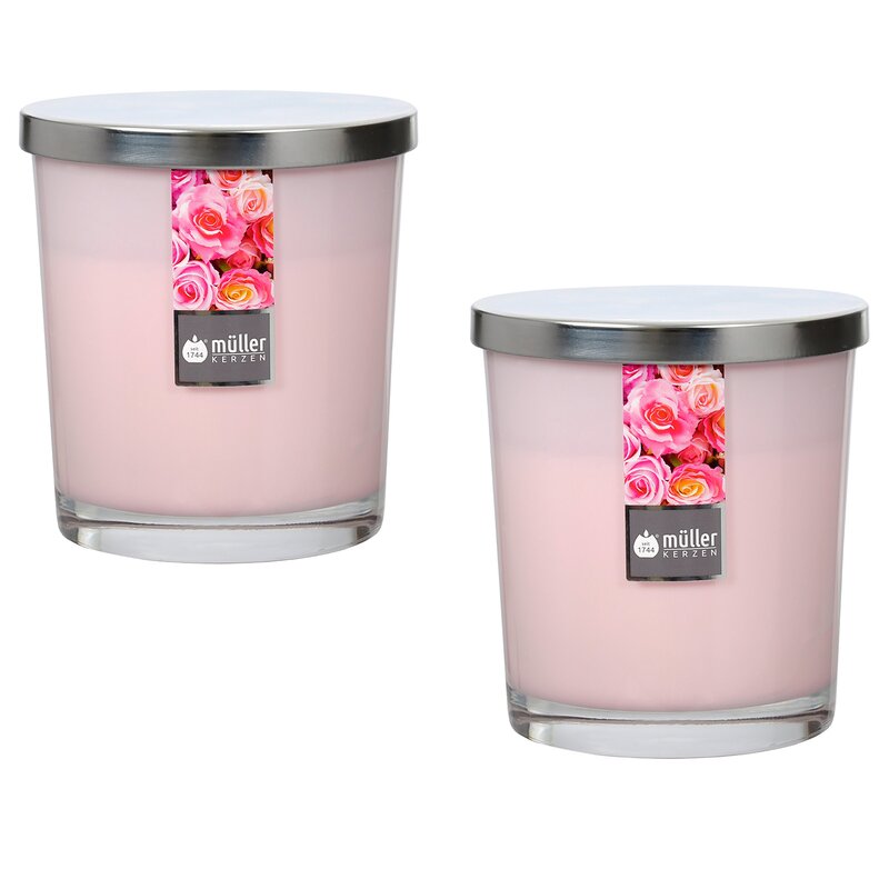 Maxi Duft-Kerzenglas 110/95 mm mit Deckel | 2er Set | English Rose