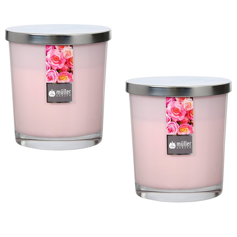 Maxi Duft-Kerzenglas Windlicht 110/95 mm mit Deckel | 2er Set | English Rose