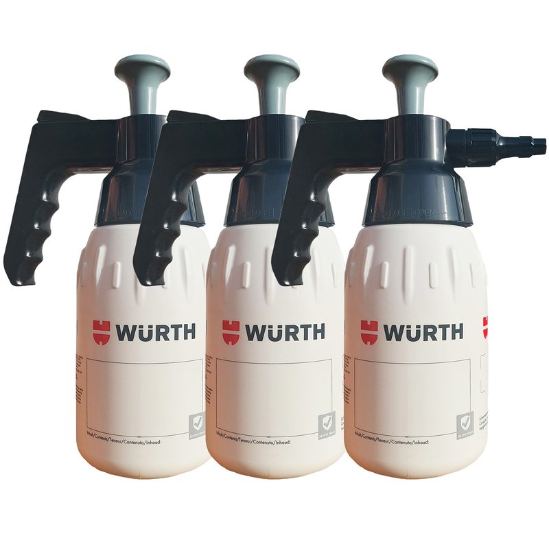 Würth Pumpsprühflaschen 1 Liter Grau Lösemittelbeständig Spar-Set - O