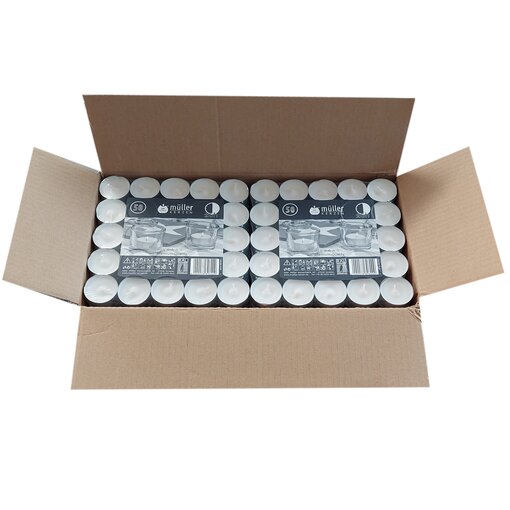 2 x Qualitäts 6h-Lichter Teelichter 50er Flat Pack