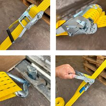 4 x LKW Ratschen Zurrgurt 2-teilig 5 x 800 cm Gelb Spitzhaken ZC52081