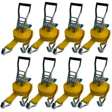 8 x LKW  Ratschen Zurrgurt 2-teilig 5 x 800 cm Gelb Spitzhaken ZC52081