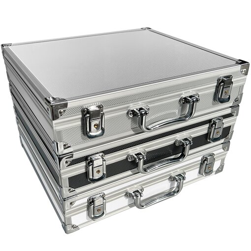 ECI Aluminium Koffer DIN A4 Ordner schmal Innenmaß  34 x 30 x 6 cm Silber