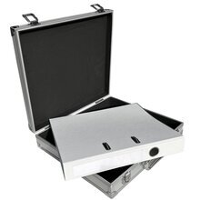 ECI Aluminium Koffer DIN A4 Ordner schmal Innenma  34 x 30 x 6 cm Silber