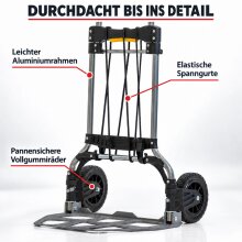 Teleskop Alu-Sackkarre klappbar 160 Kg ZFHT-160 Transportkarre