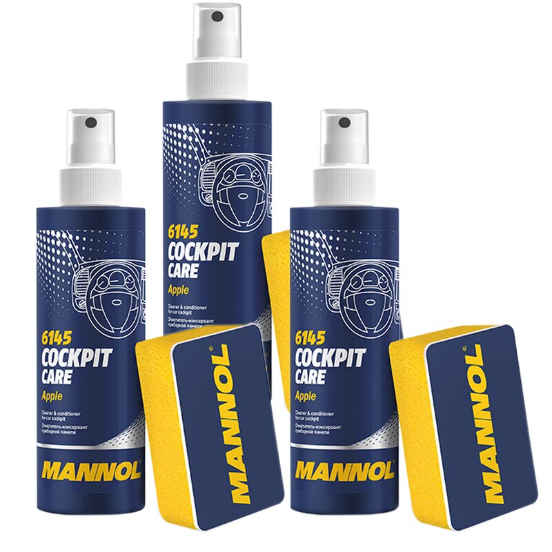 3 x Apple Mannol 6145 Cockpit Care Innenraumpflege 250 m incl. Schwamm