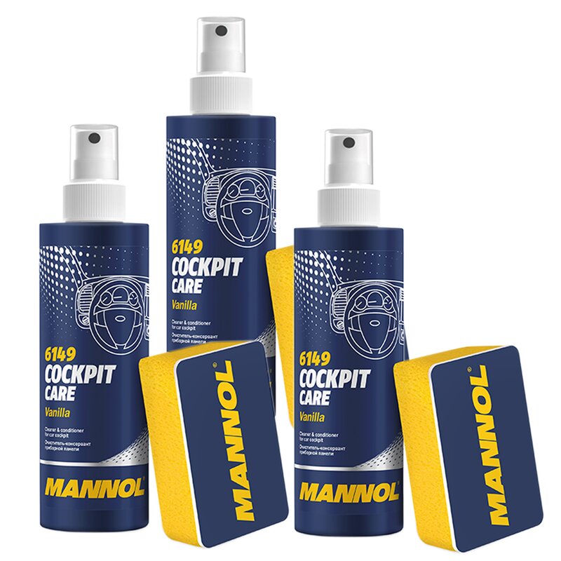 3 x Vanilla Mannol 6149 Cockpit Care Innenraumpflege 250 ml incl. Schwamm