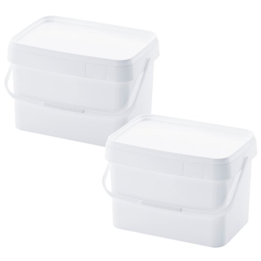 2 x AUER 20 Liter Eimer mit Deckel 39 x 29 x 25 cm Weiß