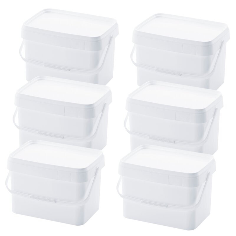 6 x AUER 20 Liter Eimer mit Deckel 39 x 29 x 25 cm Wei