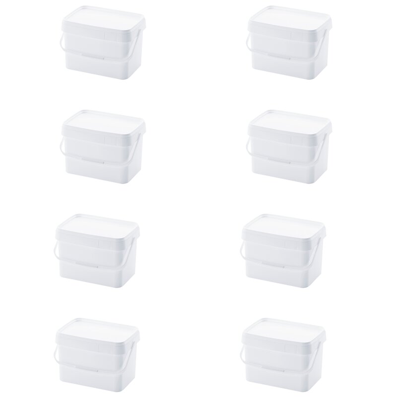 8 x AUER 20 Liter Eimer mit Deckel 39 x 29 x 25 cm Wei