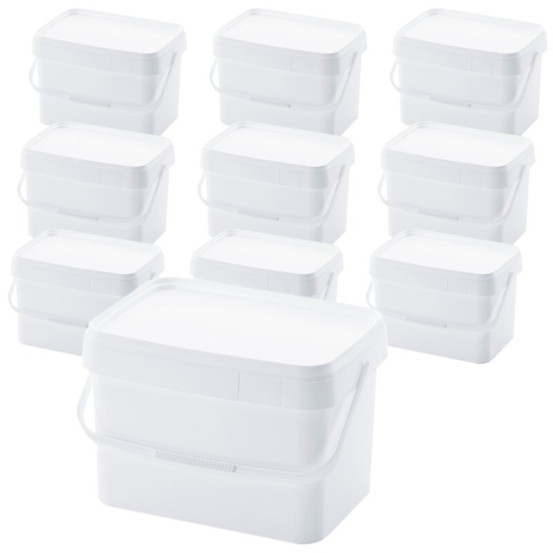 10 x AUER 20 Liter Eimer mit Deckel 39 x 29 x 25 cm Wei