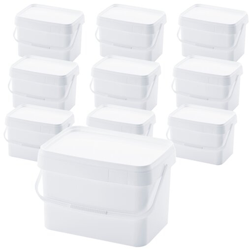 10 x AUER 20 Liter Eimer mit Deckel 39 x 29 x 25 cm Weiß