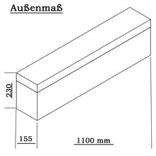 Aluminium Lang-Koffer Silber Deckel abnehmbar (LxBxH) 1100 x 155 x 230 mm