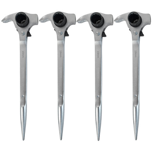 4 x Gerüstbauratsche 19/22 mm mit Hammer und Nageleisen