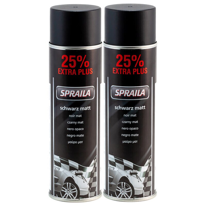 2 x Auto Lackspray Dose Spraila Schwarz Matt 500ml