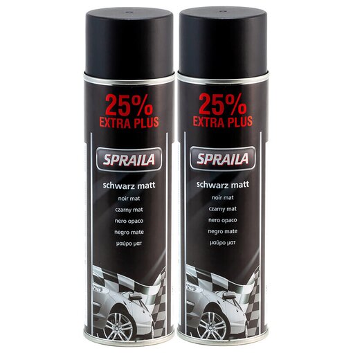 2 x Auto Lackspray Dose Spraila Schwarz Matt 500ml