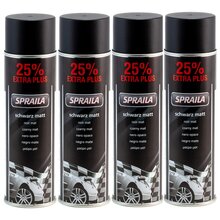 4 x Auto Lackspray Dose Spraila Schwarz Matt 500ml