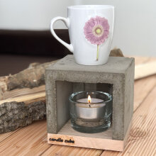 candle cube© Set Tisch Kamin Beton+12 Maxi-Teelichter