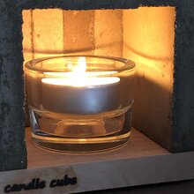 candle cube Set Tisch Kamin Beton+12 Maxi-Teelichter